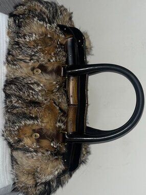 RARE Tom Ford Era Gucci F/W 2003 raccoon & bamboo Frame Satchel runway piece